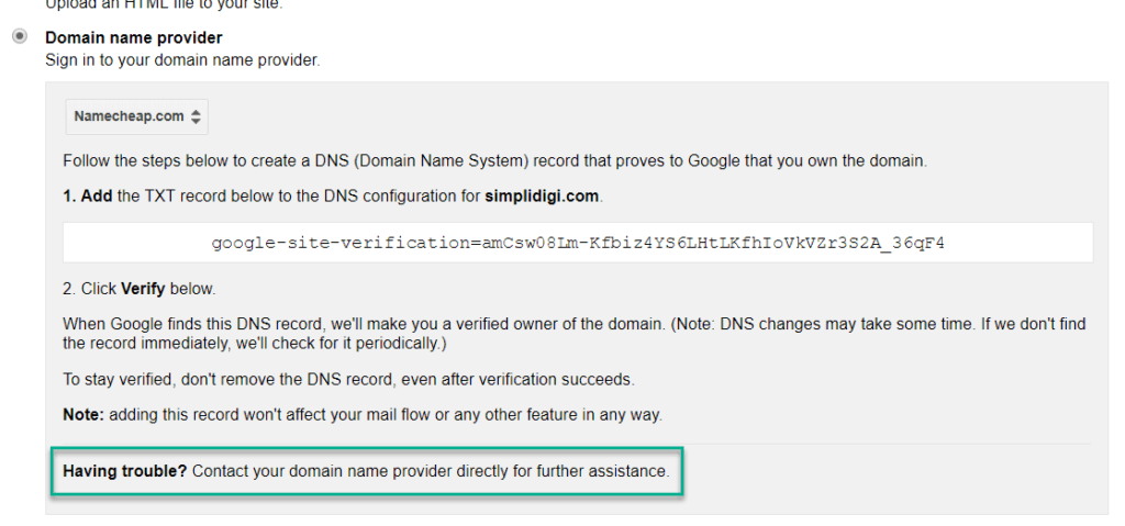 domain provide verify method.