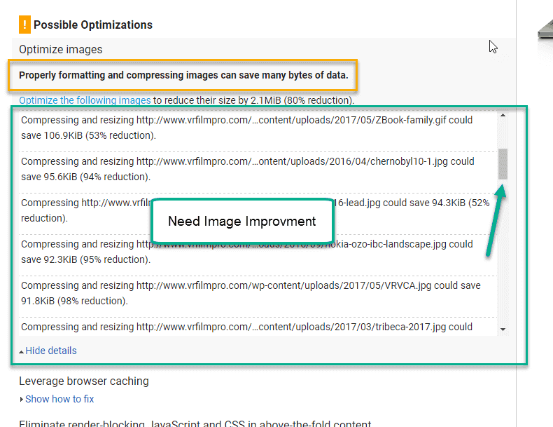 need attention on image in google page speed tool