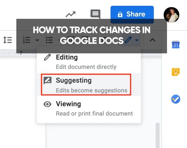 track changes in google docs app