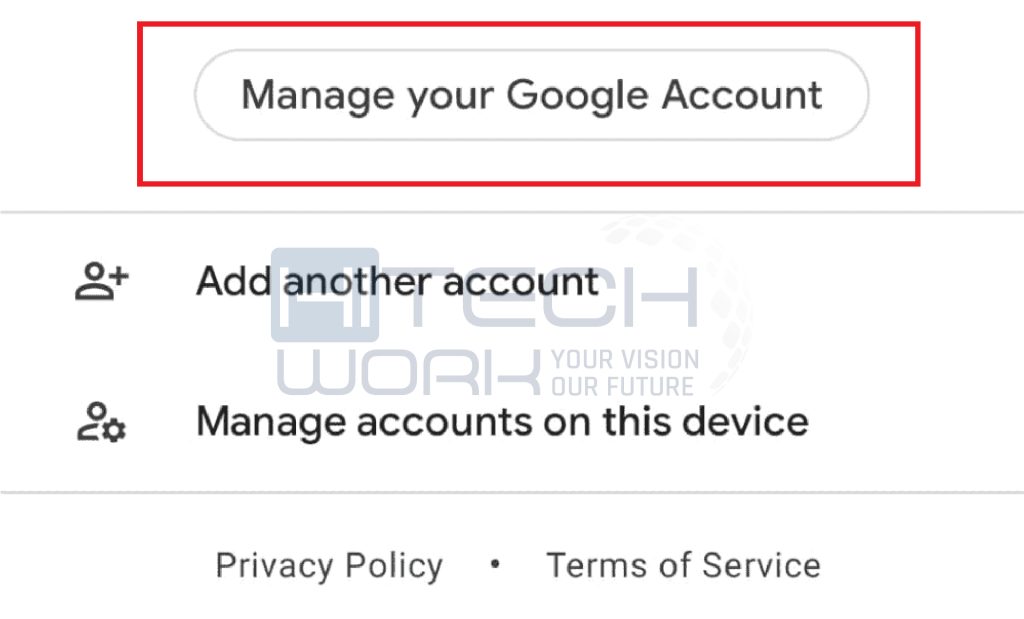 Click Manage Your Google Account