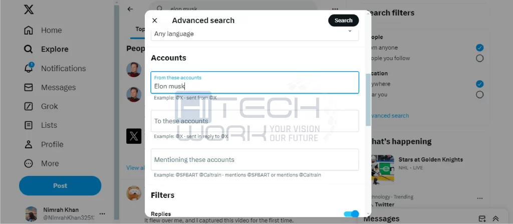 advanced search account