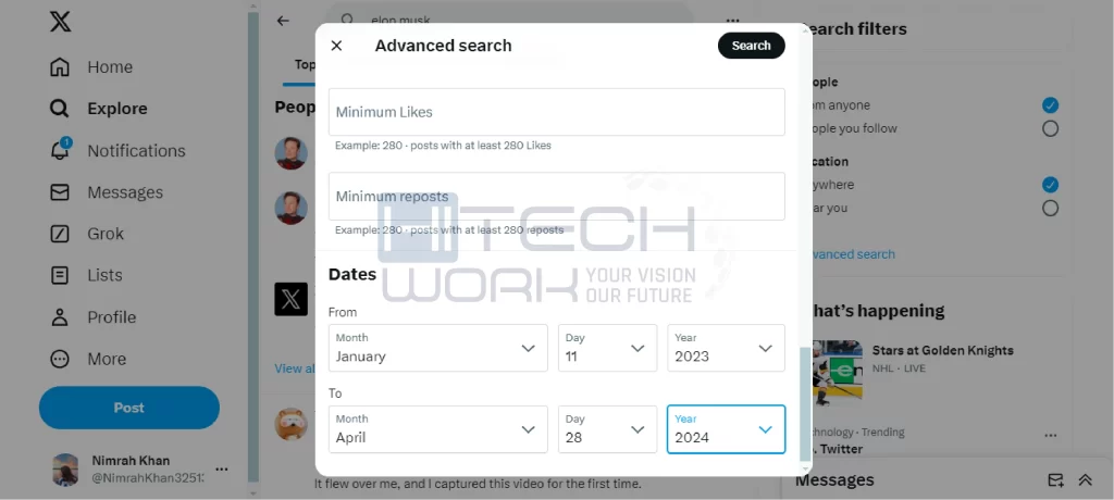advanced search date option