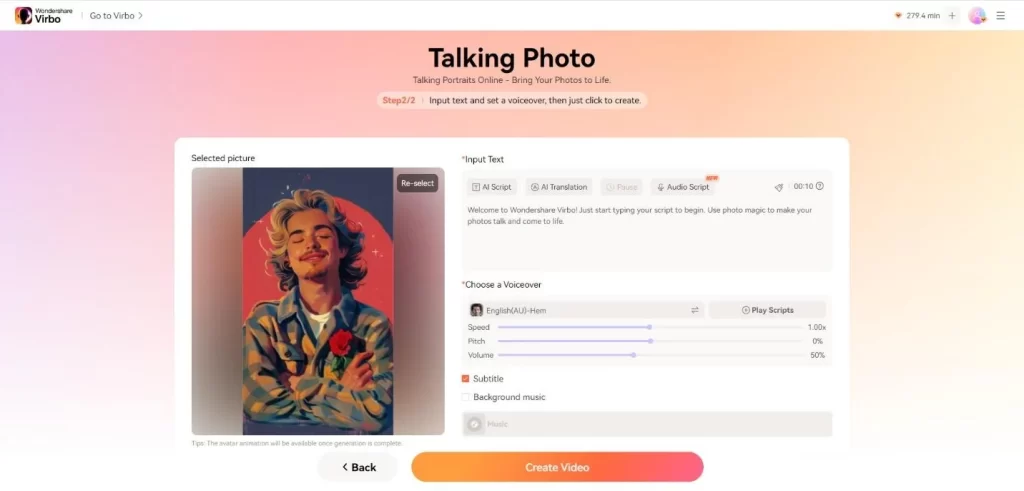 customize and edit video of talking photo