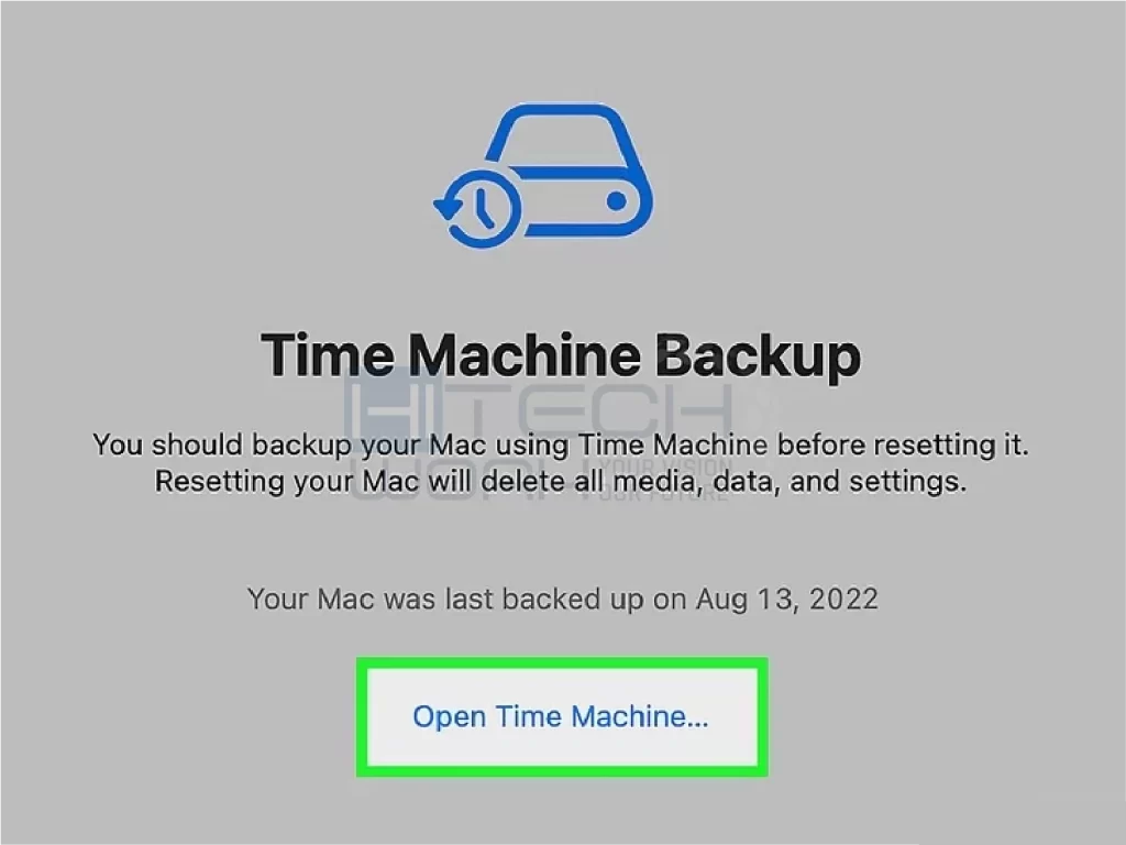 Back up data using time machine