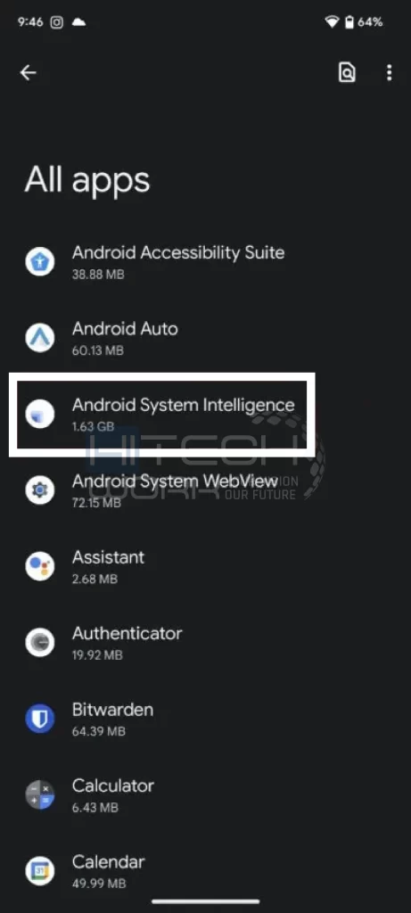 Android System Intelligence option