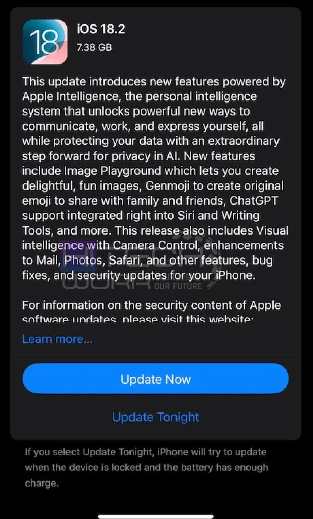 iOS 18.2 Update features 